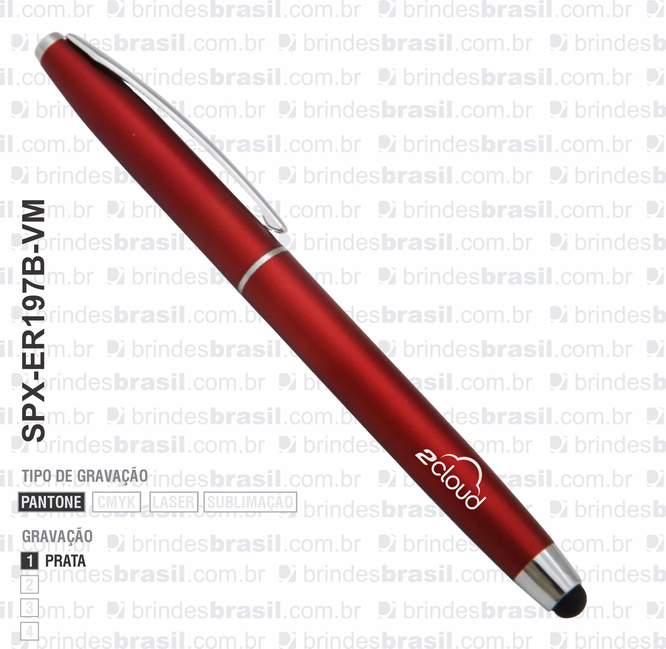 CANETA PLÁSTICA TOUCH SPX-ER197B-VM NA COR VERMELHO - Imagem 3