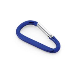 Mosquetão em alumínio com área plana para gravação. 24 x 48 x 4 mm