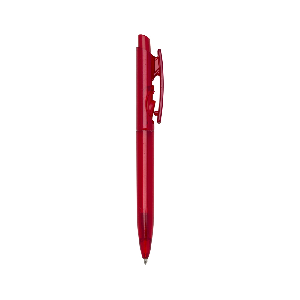 CANETA PLÁSTICA TRANSLUCIDA  SPX-01097T-VM NA COR VERMELHO