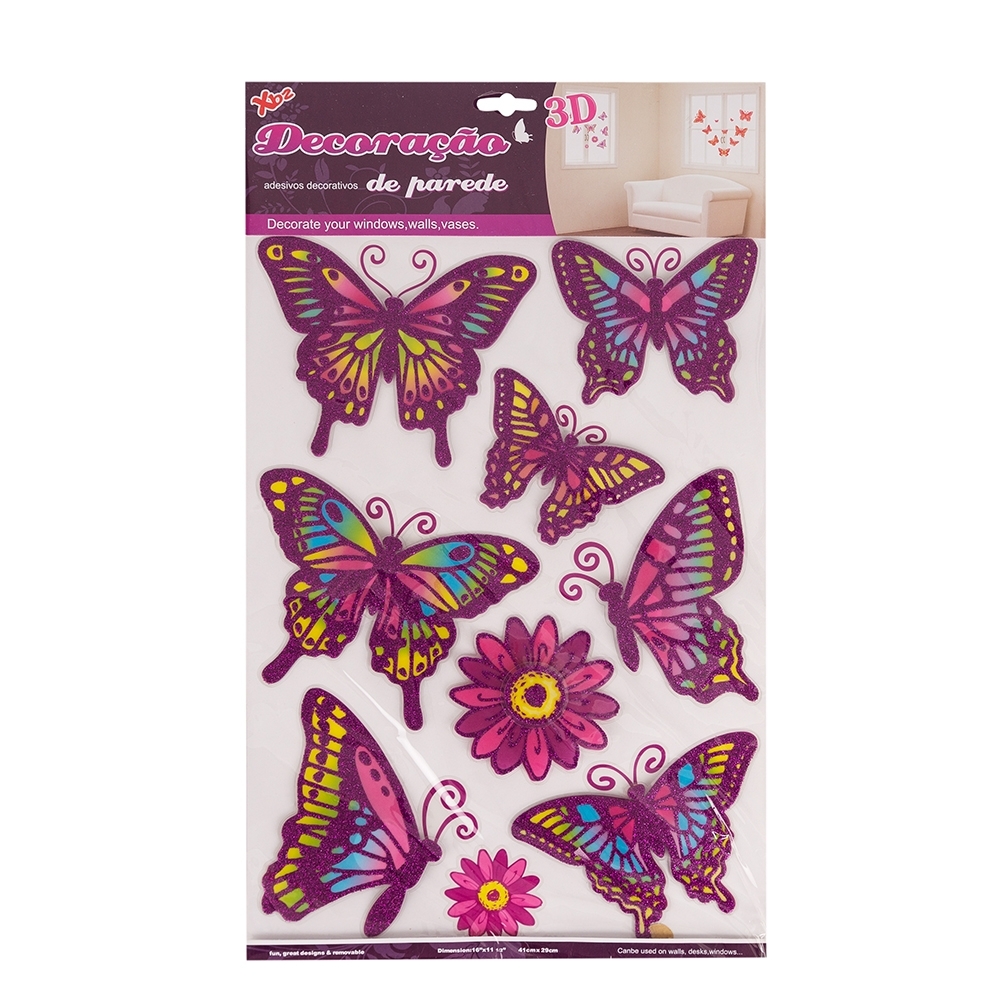 ADESIVO DECORATIVO BORBOLETAS  SPX-P$ADSKK002-ROX NA COR ROXO