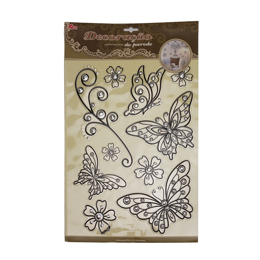 ADESIVO DECORATIVO BORBOLETA SPX-P$ADSTWG1002-PRE NA COR PRETO