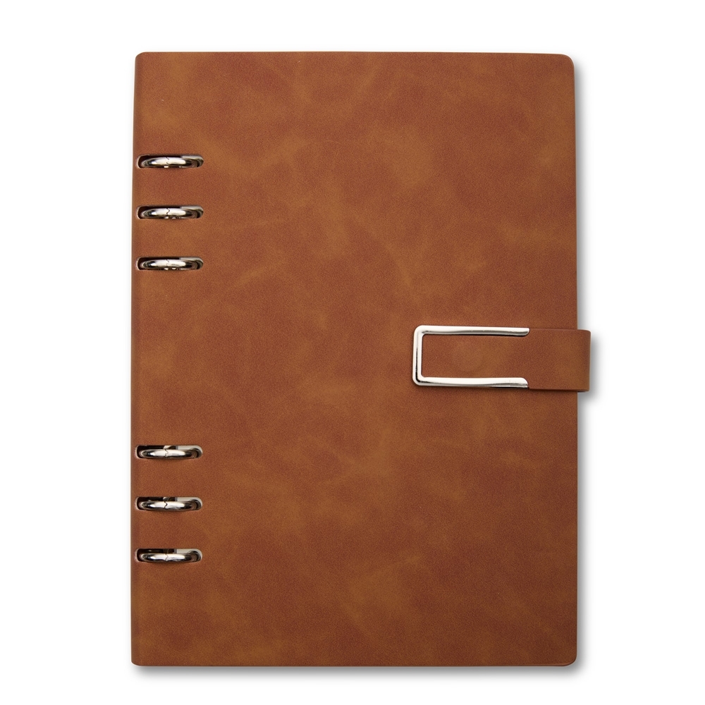 CADERNO FICHÁRIO PU SPX-08203-MAR NA COR MARROM