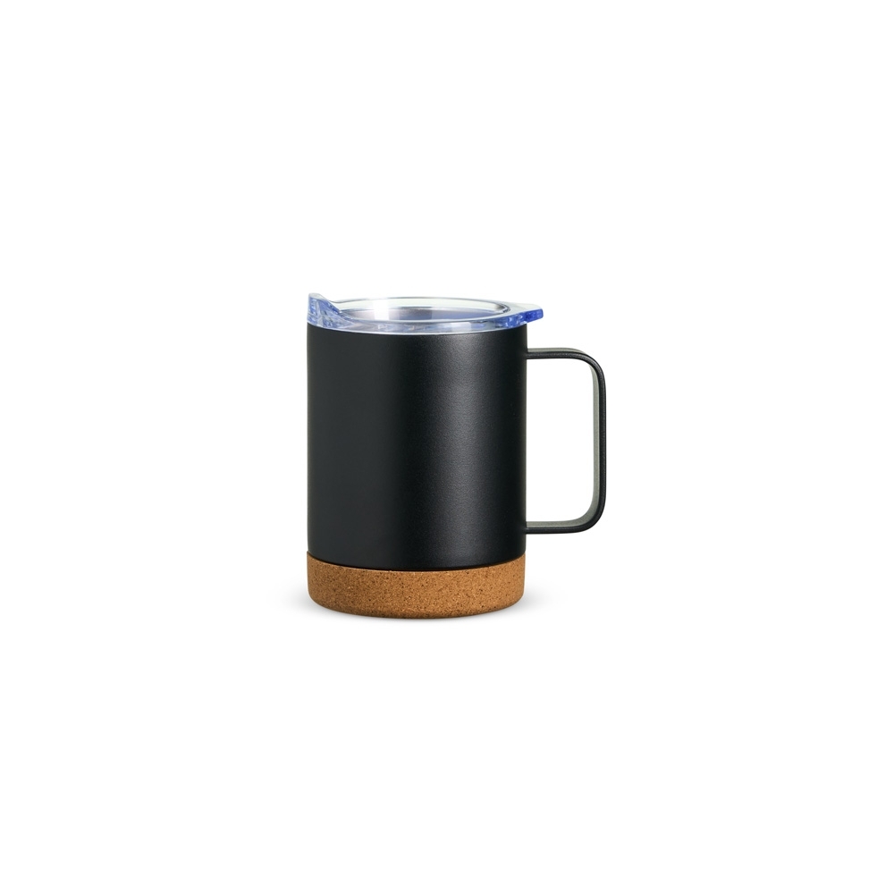 CANECA TÉRMICA COM CORTIÇA DE 400ML SPX-18838-PRE NA COR PRETO
