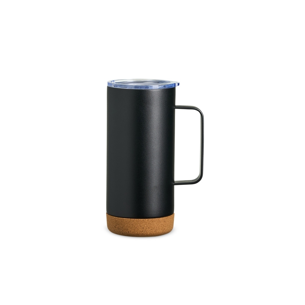CANECA TÉRMICA COM CORTIÇA DE 500ML SPX-18839-PRE NA COR PRETO