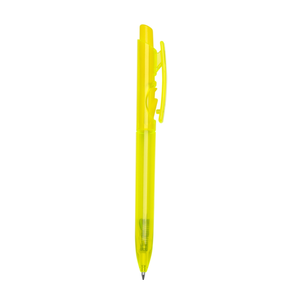 CANETA PLÁSTICA FLUORESCENTE SPX-01097F-AMA NA COR BRANCO
