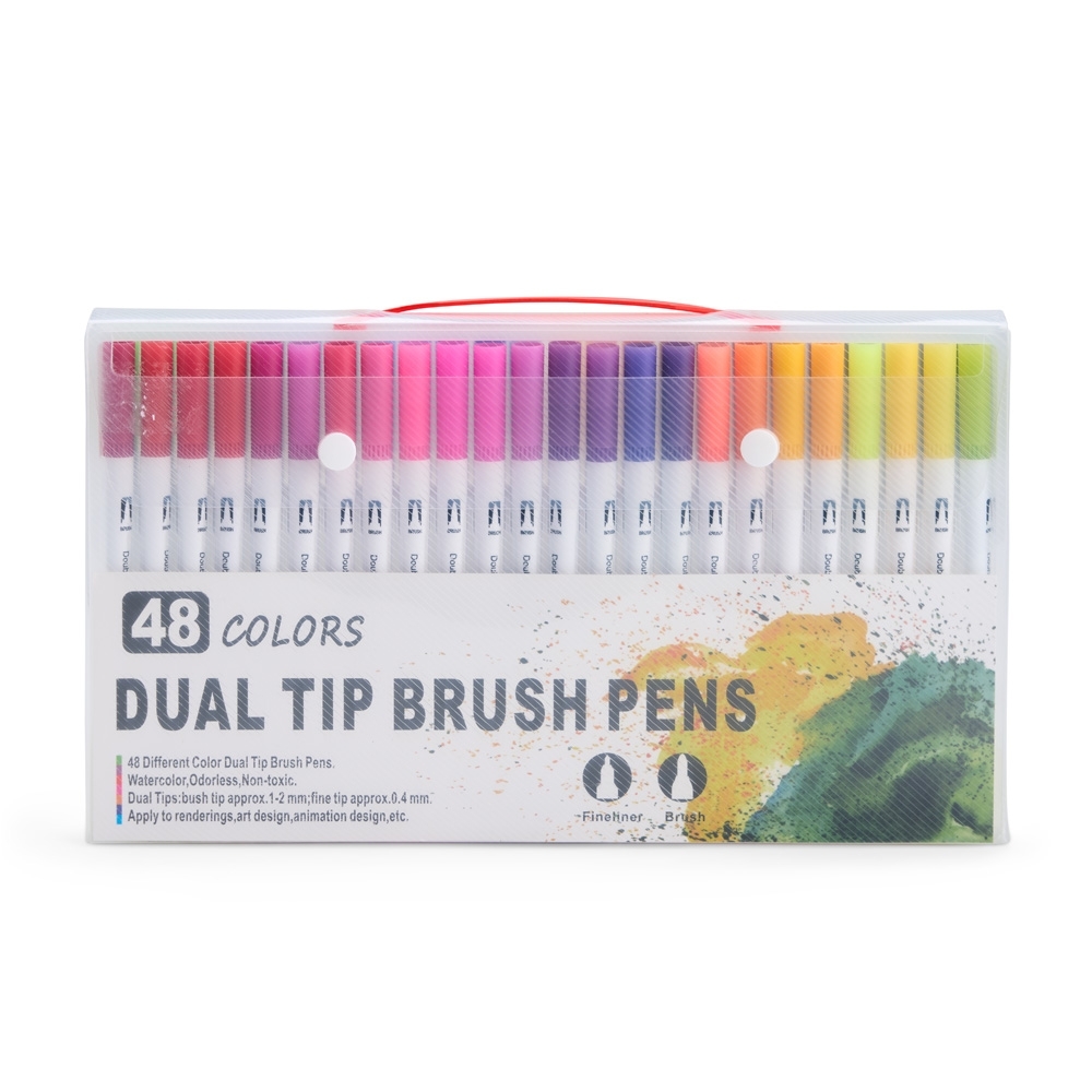 KIT CANETINHAS PONTA DUPLA COM 48 CORES SPX-08332-48-COL NA COR COLORIDO