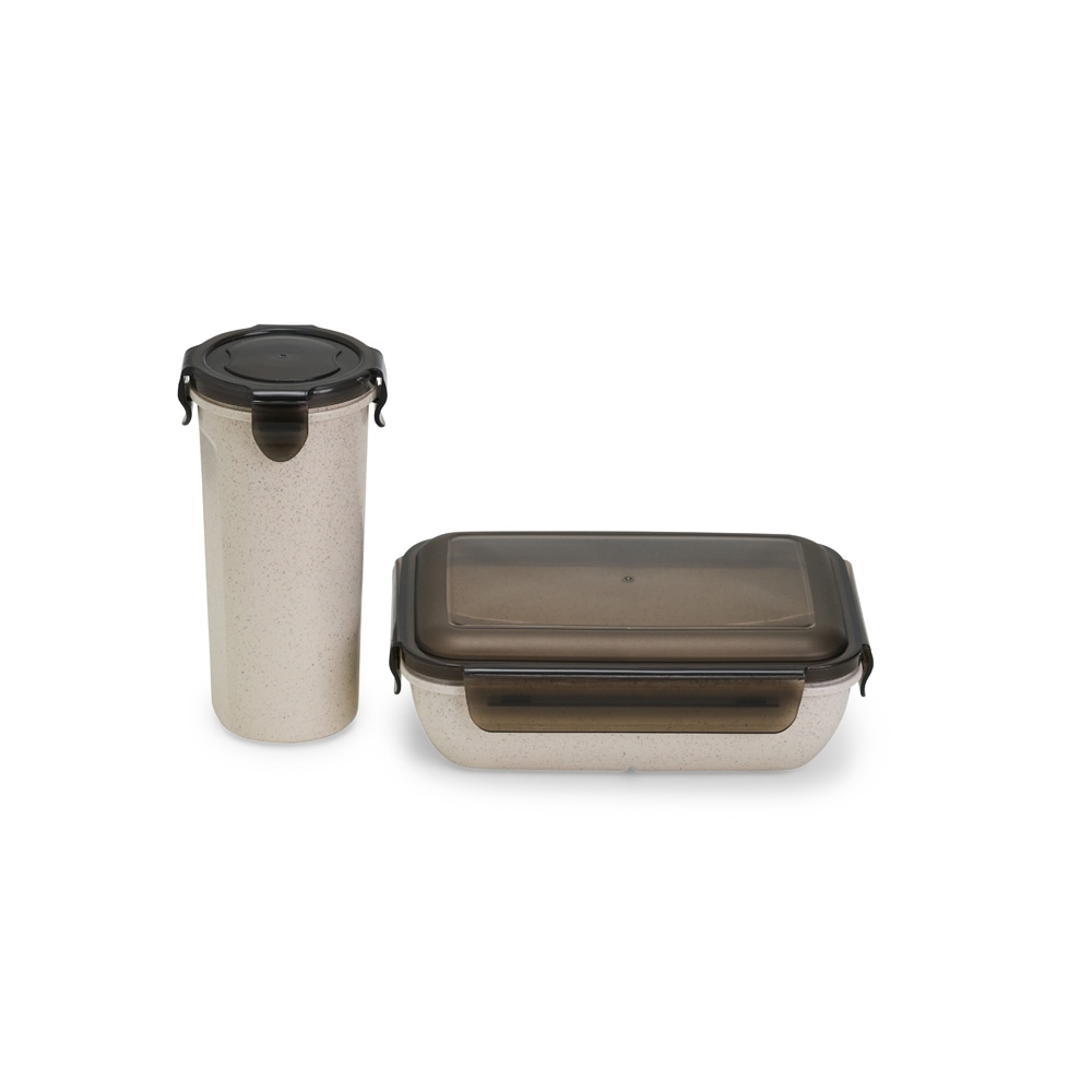 KIT COPO E MARMITA FIBRA DE BAMBU SPX-08029-BEG NA COR BEGE