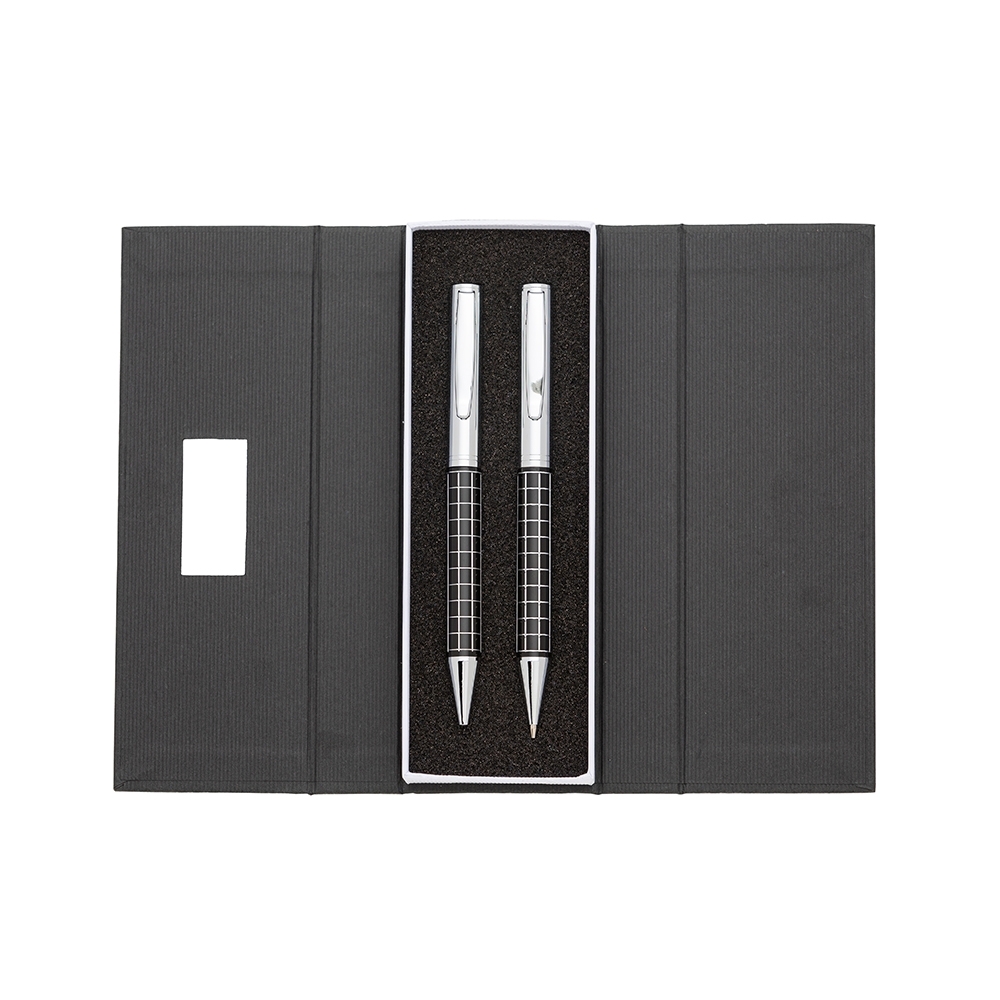 KIT CANETA E LAPISEIRA DE METAL SPX-201PAR-PRE NA COR PRETO