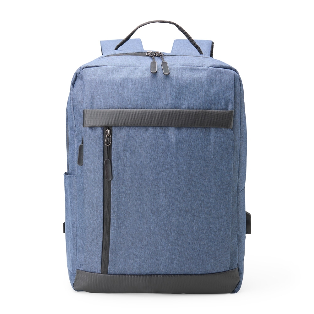 MOCHILA DE NYLON COM DET. EM COURO SINT. SPX-01325D-AZU NA COR AZUL