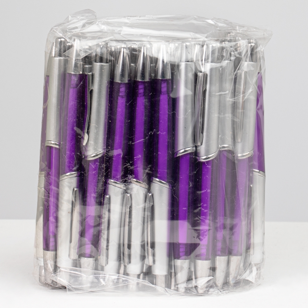 PACOTE C/ 50 PÇS CANETA PLÁSTICA SPX-P@00320-PRA/ROX NA COR PRATA