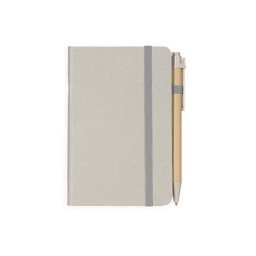 CADERNETA PALHA DE TRIGO COM CANETA SPX-08288-CIN NA COR CINZA
