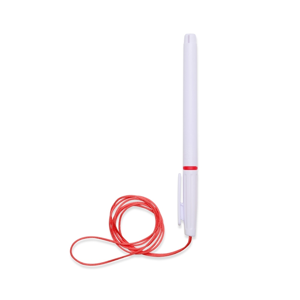 CANETA PLÁSTICA COM CORDÃO SPX-01092-BCO/VM NA COR BRANCO